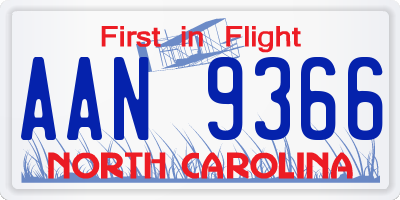 NC license plate AAN9366