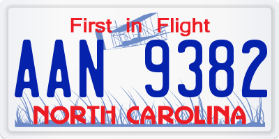 NC license plate AAN9382