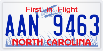NC license plate AAN9463