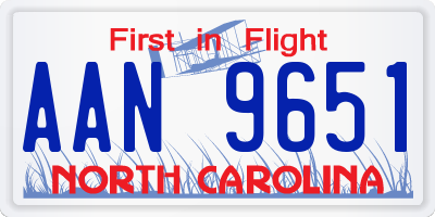NC license plate AAN9651
