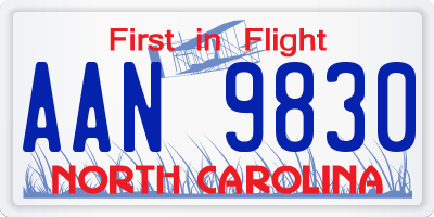 NC license plate AAN9830