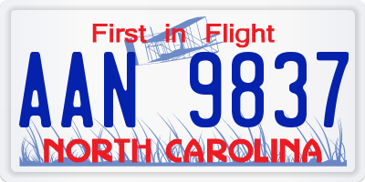 NC license plate AAN9837