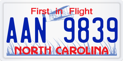 NC license plate AAN9839