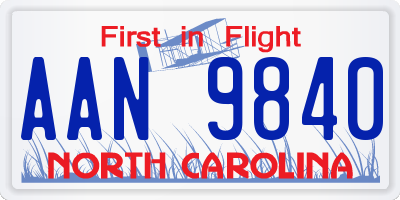 NC license plate AAN9840