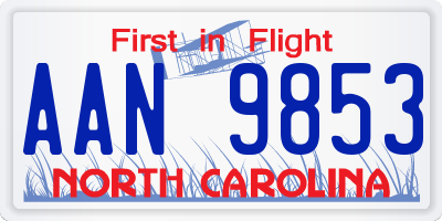 NC license plate AAN9853