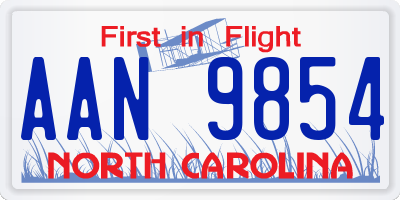 NC license plate AAN9854