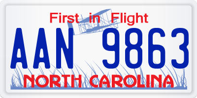 NC license plate AAN9863