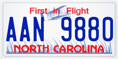 NC license plate AAN9880