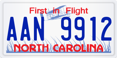 NC license plate AAN9912
