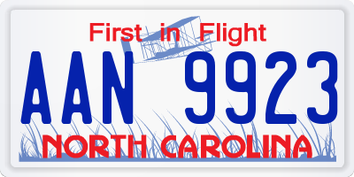 NC license plate AAN9923