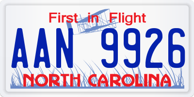 NC license plate AAN9926