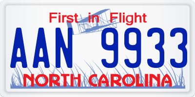NC license plate AAN9933
