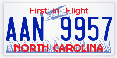 NC license plate AAN9957