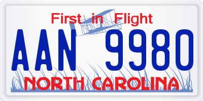 NC license plate AAN9980