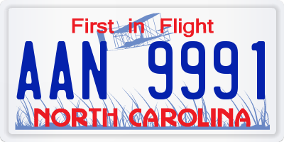 NC license plate AAN9991
