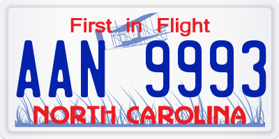 NC license plate AAN9993