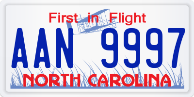 NC license plate AAN9997