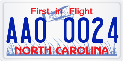 NC license plate AAO0024