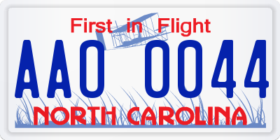 NC license plate AAO0044