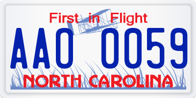 NC license plate AAO0059