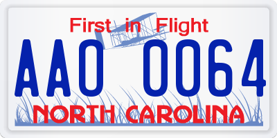 NC license plate AAO0064