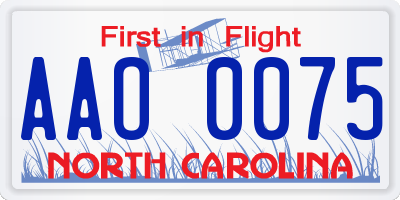 NC license plate AAO0075