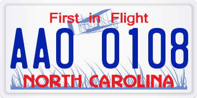 NC license plate AAO0108