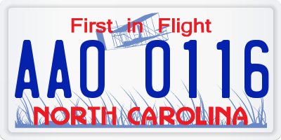 NC license plate AAO0116