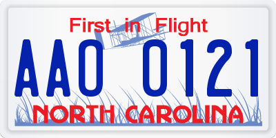 NC license plate AAO0121