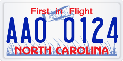 NC license plate AAO0124