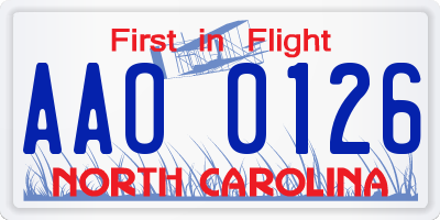 NC license plate AAO0126