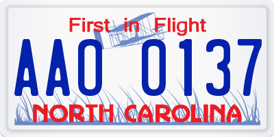 NC license plate AAO0137