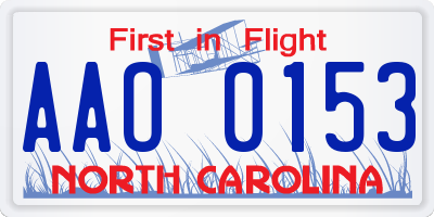 NC license plate AAO0153