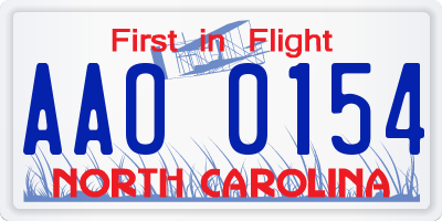 NC license plate AAO0154