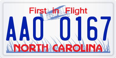 NC license plate AAO0167