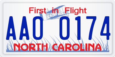 NC license plate AAO0174