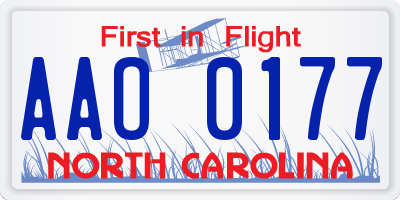 NC license plate AAO0177