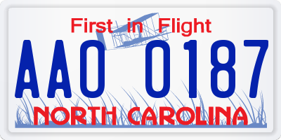 NC license plate AAO0187