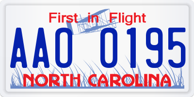 NC license plate AAO0195
