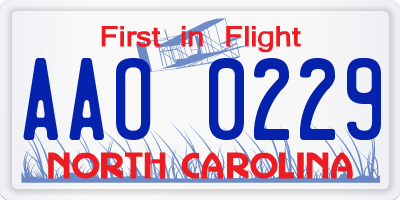 NC license plate AAO0229