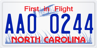 NC license plate AAO0244