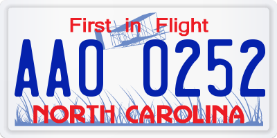 NC license plate AAO0252
