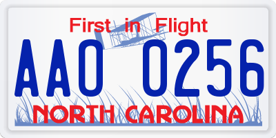 NC license plate AAO0256