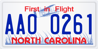 NC license plate AAO0261