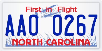 NC license plate AAO0267