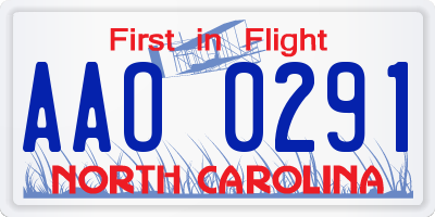 NC license plate AAO0291