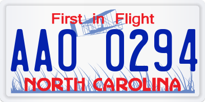 NC license plate AAO0294