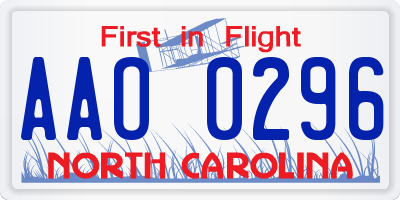 NC license plate AAO0296
