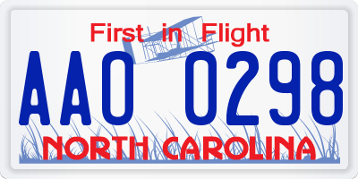 NC license plate AAO0298