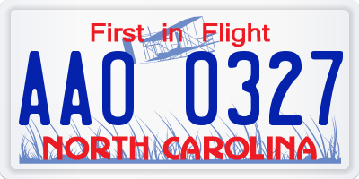 NC license plate AAO0327